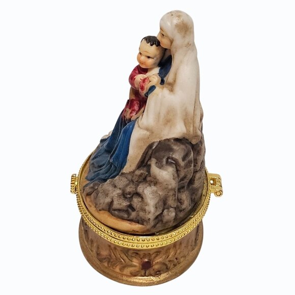 Porcelain Trinket Box Mary Baby Jesus Madonna Trinity Broadcast Network - Picture 8 of 13